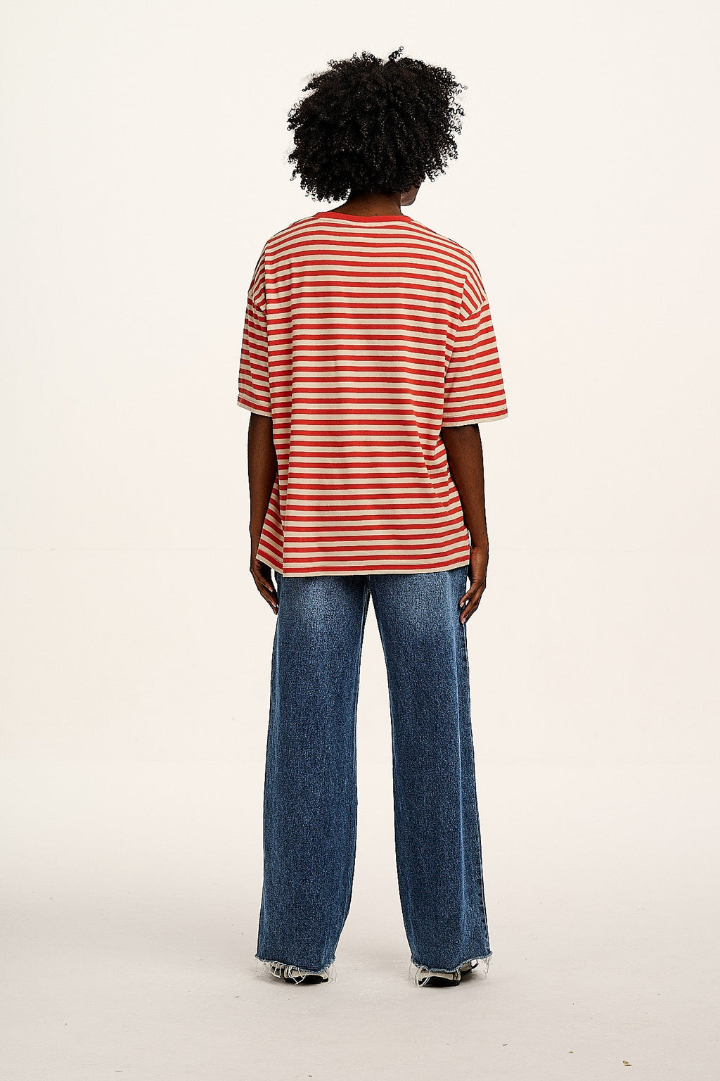 Benny - Oversized Cotton Tee in Red Stripe