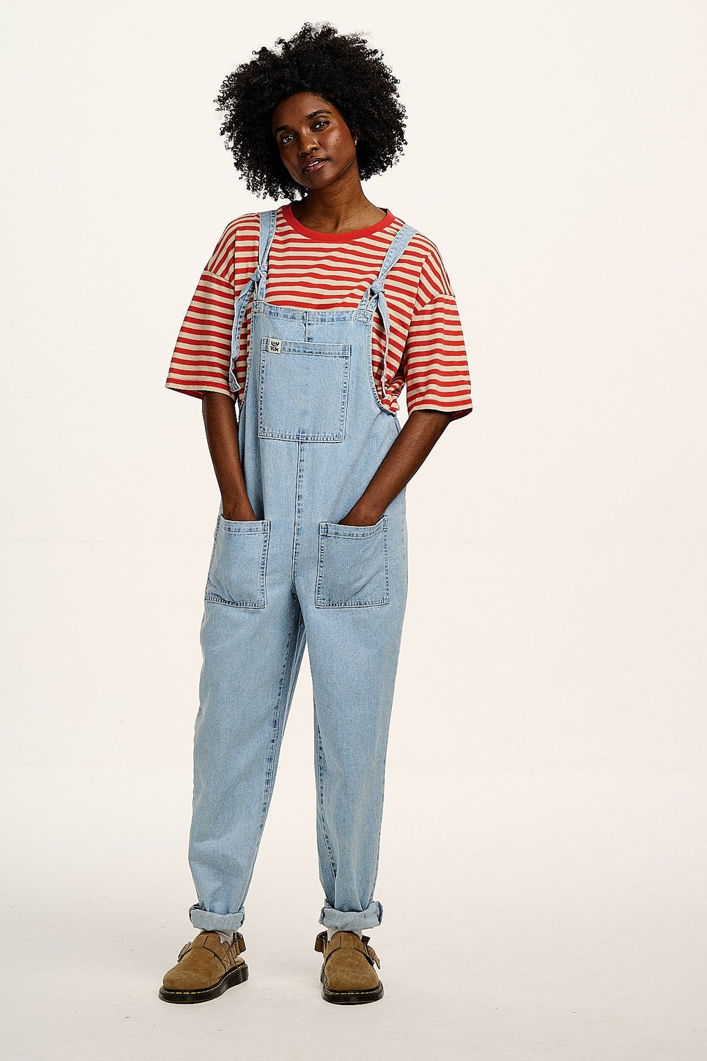 Benny - Oversized Cotton Tee in Red Stripe