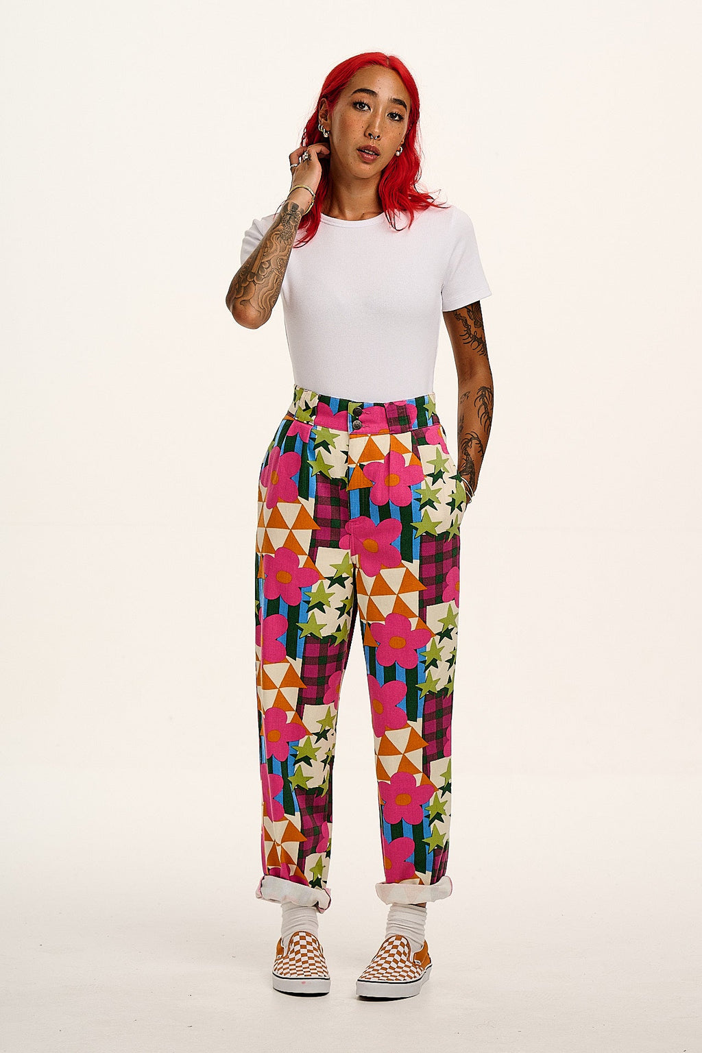 Addison - Cotton Jeans in Young at Heart Print