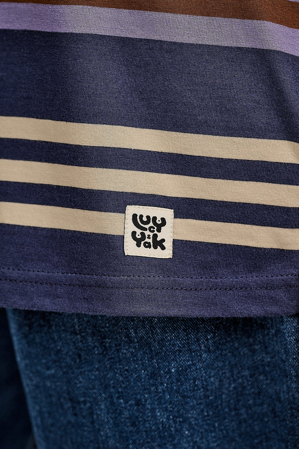 Benny - Oversized Cotton Tee in Blue Earthy Stripe