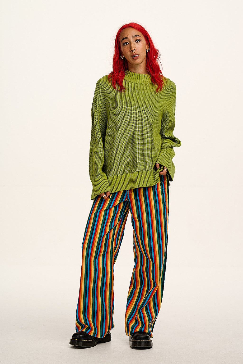 Carter - High Waisted Jeans in Rainbow Print
