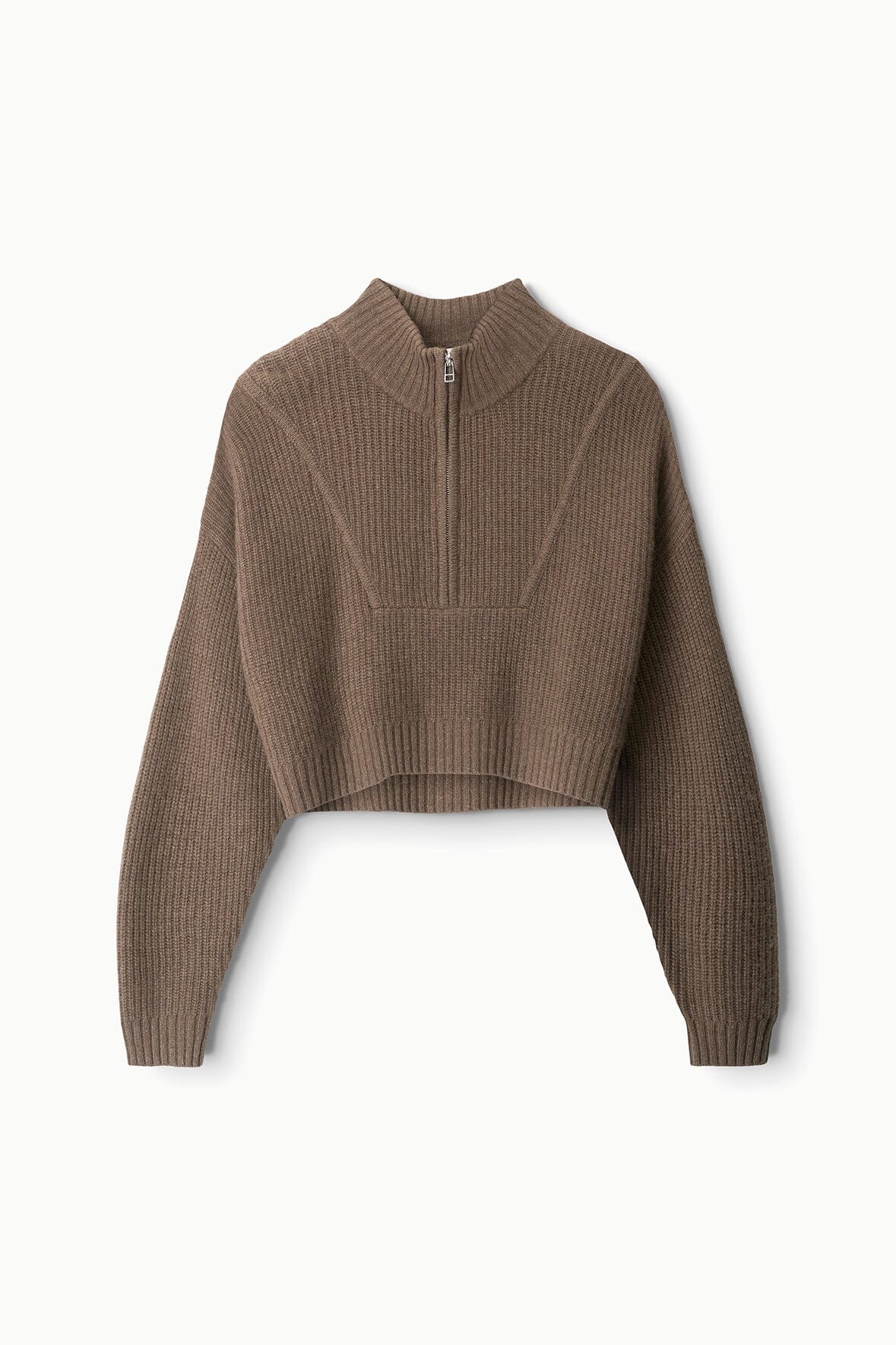 CASHMERE CROPPED HAMPTON SWEATER | TRUFFLE